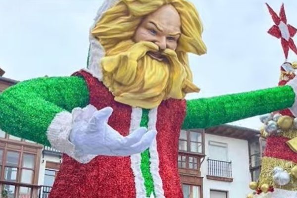 Postal de Navidad con luz en las calles de Barakaldo