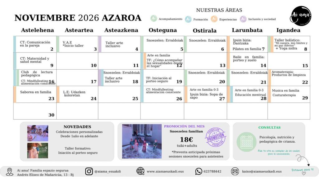 programación talleres Ai ama! noviembre 2026